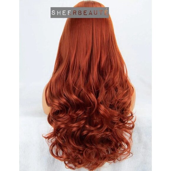 Copper Red Wavy Curly Wig - Picture 2 of 6